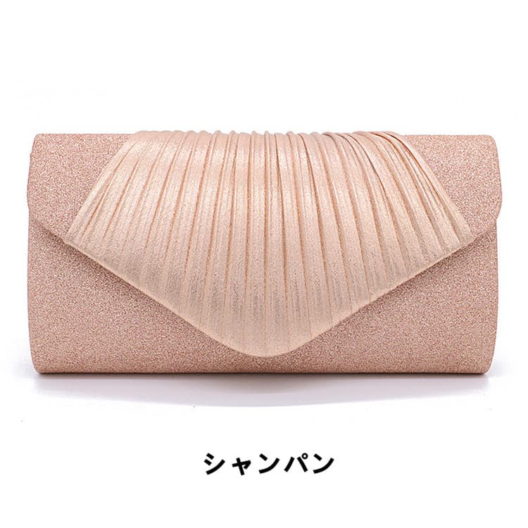 サテン プリーツ クラッチバッグ 女性用 上品 二つ折り