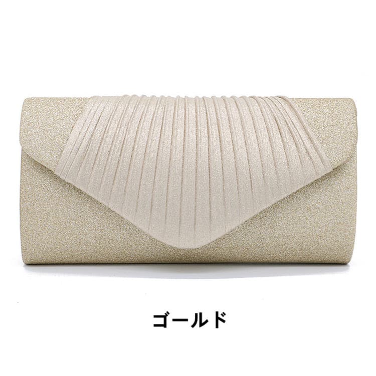 サテン プリーツ クラッチバッグ 女性用 上品 二つ折り